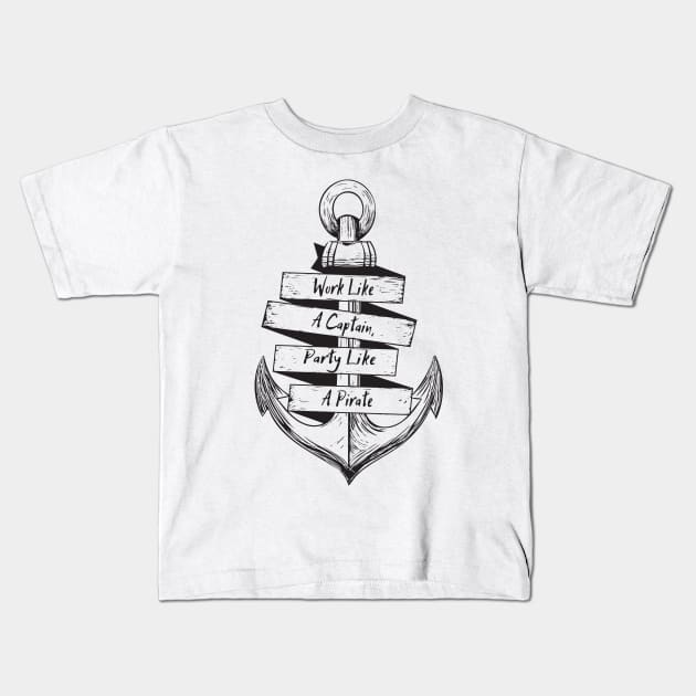 Party Like A Pirate Anchor Black Kids T-Shirt by ShipwreckedApparelOfficial